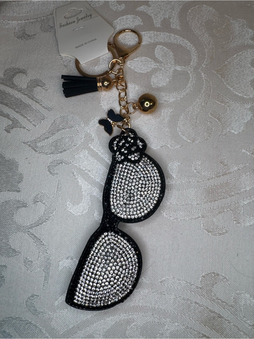 New Fashion Jewelry Black Sunglasses Keychain bag charm